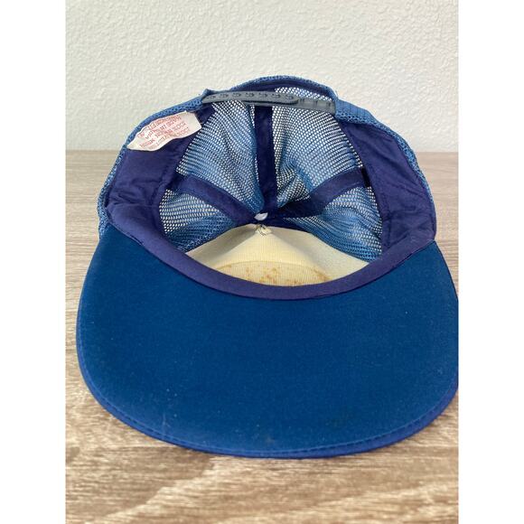 Vintage Blue Captain Snapback Hat Unisex Adjustable Nautical 80s Style - Picture 4 of 12